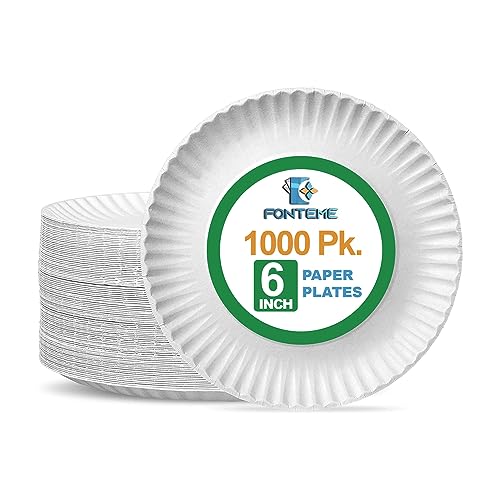 Fonteme 6-Inch Disposable Paper Plates – 1000 Count